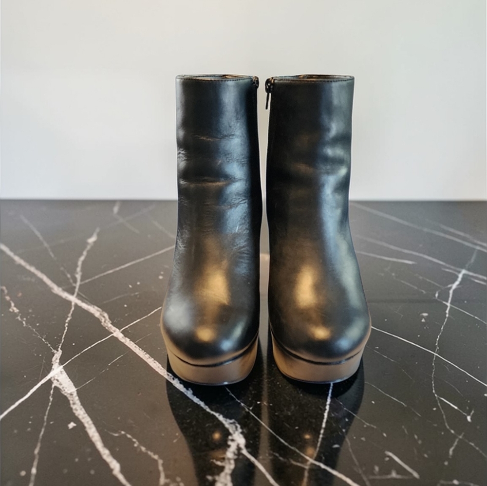 Women Vintage Leather Black Platform Ankle Boots By Steve Madden Size 8M - Picture 4 of 8